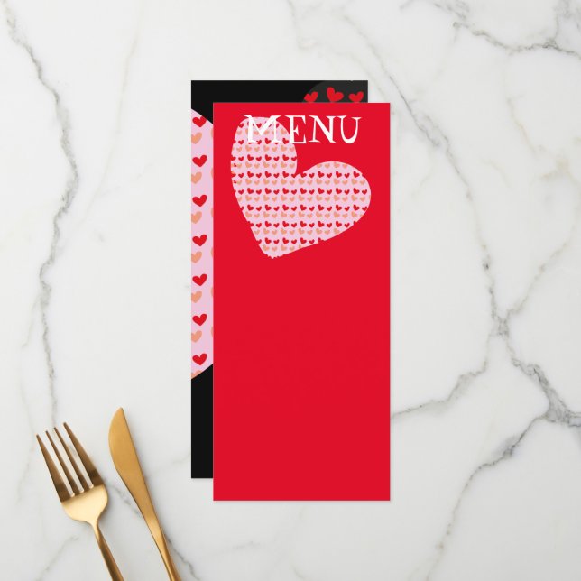 menús de corazón mini rosa rojo (Anverso/Reverso In Situ)