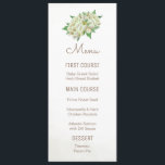 Menús de flor acuático Cream Peonies<br><div class="desc">Estas tarjetas de menú boda cuentan con flores de peonía acuáticas. Puede cambiar los estilos y colores del texto haciendo clic en el botón "Personalizar". Estos menús bodas forman parte de la Colección de Bodas Cream Peony, que incluye una amplia gama de artículos de papelería boda a juego, como invitaciones...</div>