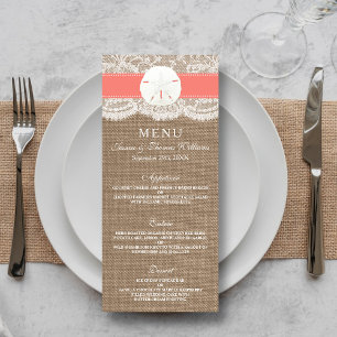 Menús de la colección de Bodas de arena coral