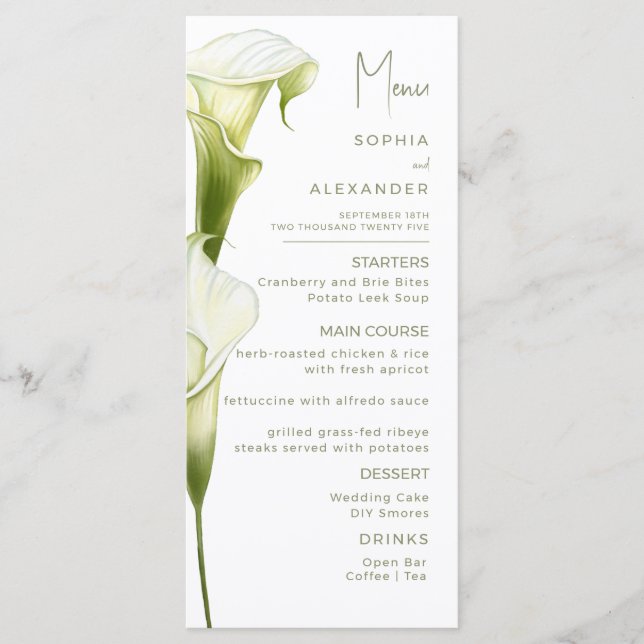 Menus for a modern wedding. (Anverso)