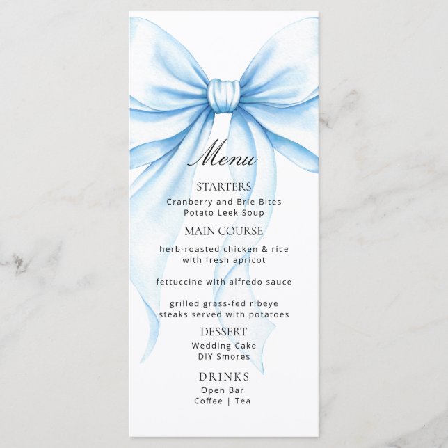 Menús para un baby shower moderno. (Anverso)