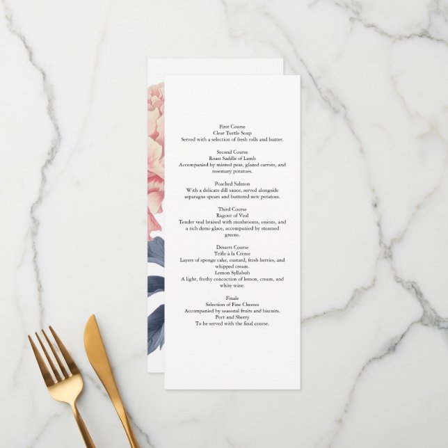 Menus Template Casamento Elegante Floral  (Anverso/Reverso In Situ)