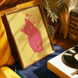 Meow | Arte mural de moda | Poster retro minimalis