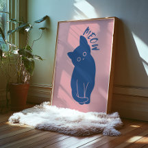 Meow | Arte mural de moda | Poster retro minimalis