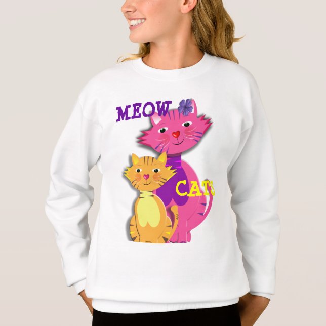 Meow Cats Cute Girly Feline Tops (Anverso)