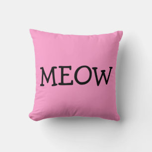 MEOW, Cojín decorativo de algodón, rosa