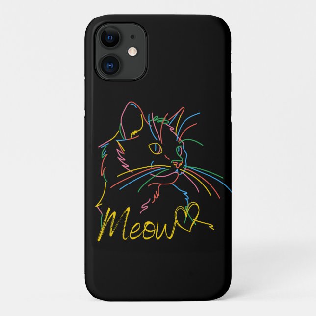 meow colorido gato funda para ipone (Reverso)