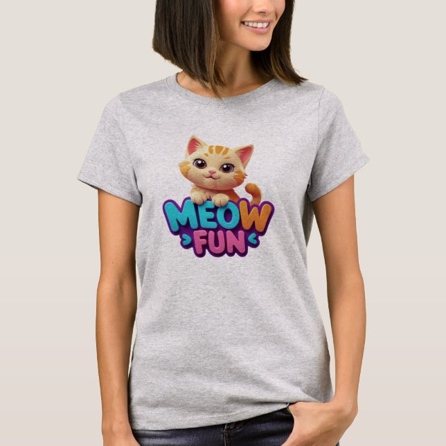 Meow Fun - Camiseta de gato con mirada dulce (Anverso)