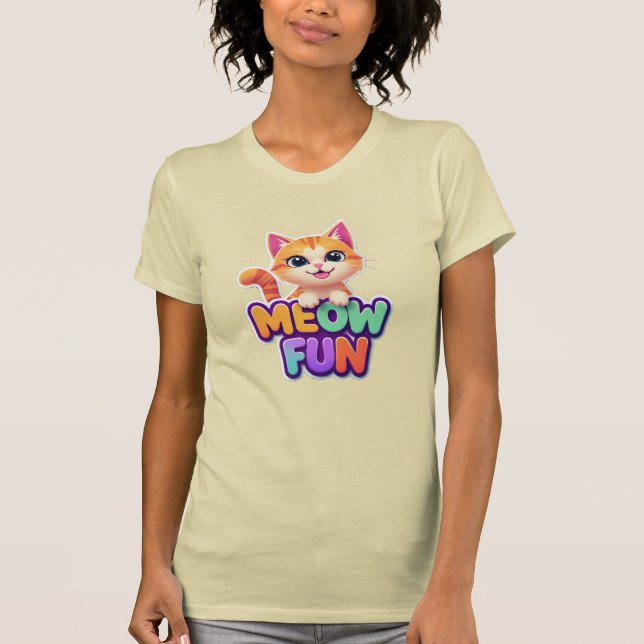 Meow Fun - Camiseta de gato sonriente lindo (Anverso)