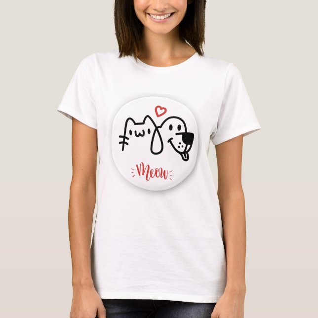 Meow Heart | Camiseta Cute Cat Lover (Anverso)