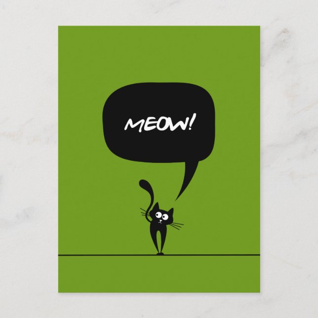 meow kitty green 1 postal (Anverso)
