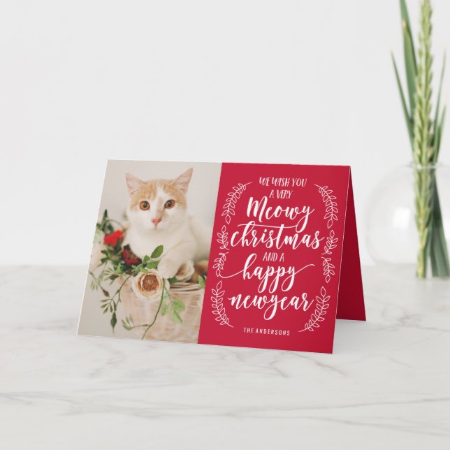 Meow Navidades plegó tarjeta de saludo de vacacion (Anverso)