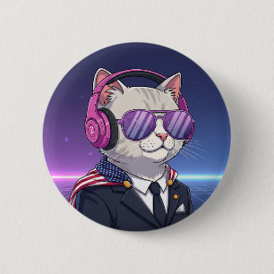 Meowllennial Patriot - Gen Z Botón Cat