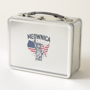 Meownica Gato Patriota Diseño Vector Vintage_1