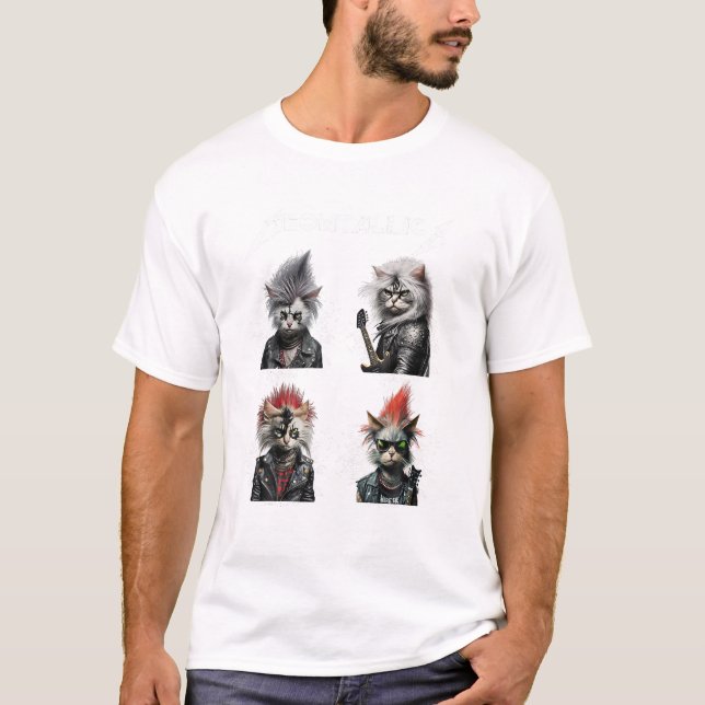Meowtallica Graciosa Camiseta para Gato Música de  (Anverso)