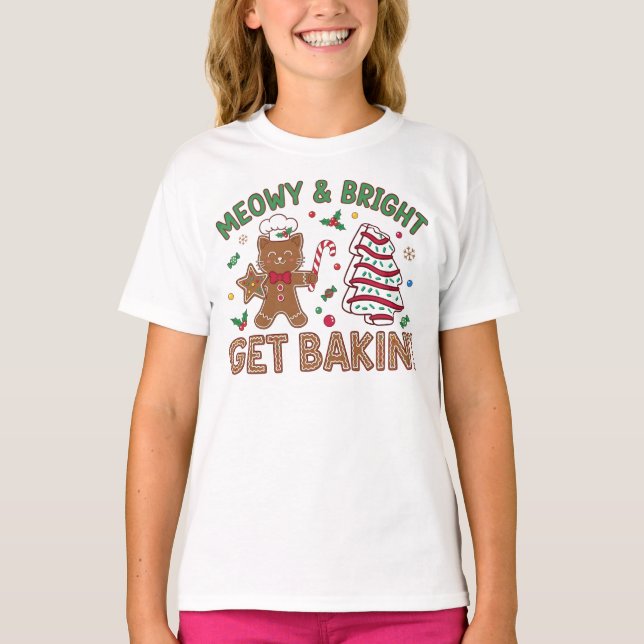 "Meowy & Bright Camiseta de Gato de Pan de Jengibr (Anverso)