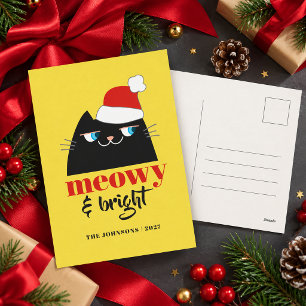 Meowy & Bright Divertida Tarjeta de Navidad de Gat