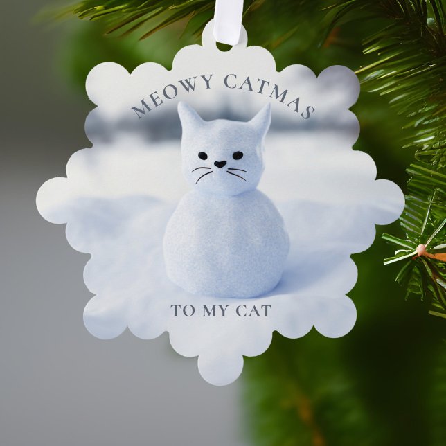 Meowy Catmas Cat Navidades tarjeta de ornamento de (Add your cat's name to this cute paper ornament and hang it where they can play with it)
