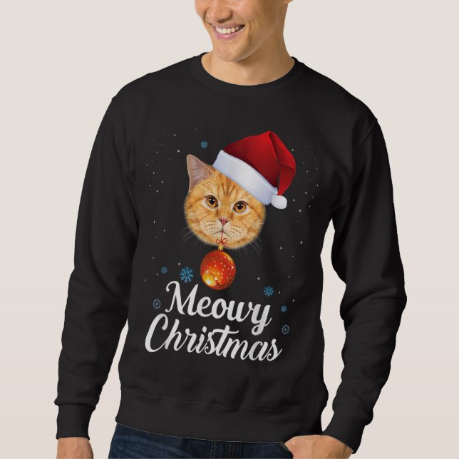 Meowy Catmas Feliz Navidad Feo Gato suéter (Anverso)