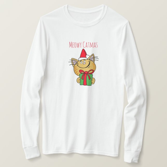 Meowy Catmas Graciosa Camiseta Cat (Anverso del diseño)