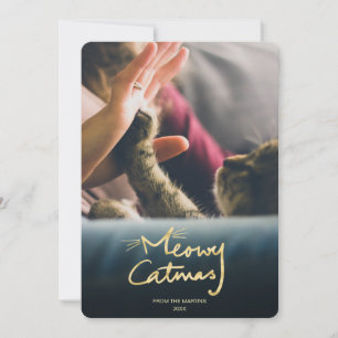 Meowy Catmas   Graciosa tarjeta de fotos de Navida