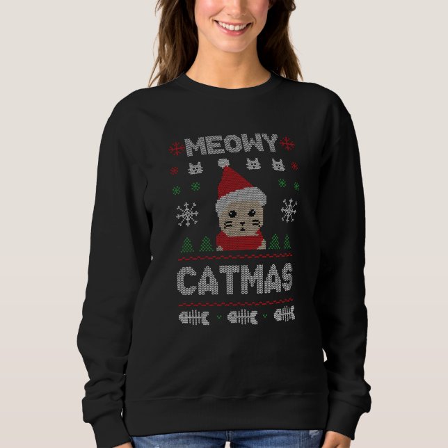 Meowy Catmas Navidades feos suéter (Anverso)
