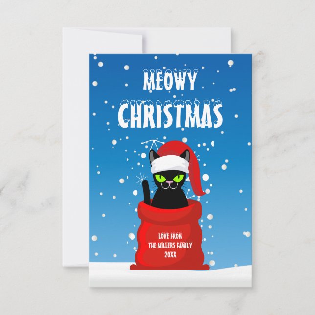 Meowy Christmas, Funny Christmas Card (Anverso)