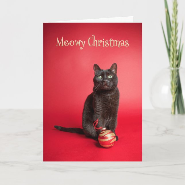Meowy (Feliz) Navidad Gato Con Humor Ornamento (Anverso)