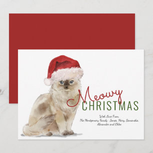 Meowy Navidad Gatito Lindo Sombrero de Santa Tipog