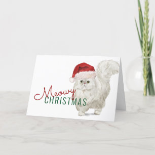 Meowy Navidad Gato Persa Blanco Acuarela
