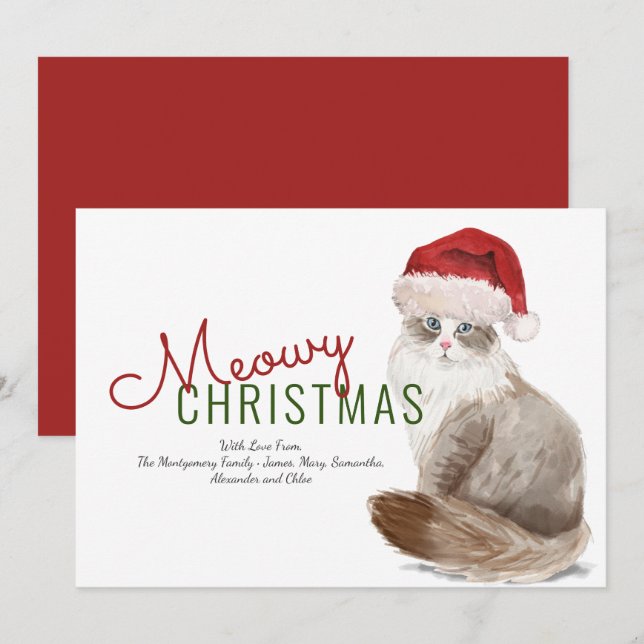 Meowy Navidad Gato Siberiano Gorro de Santa Acuare (Anverso / Reverso)