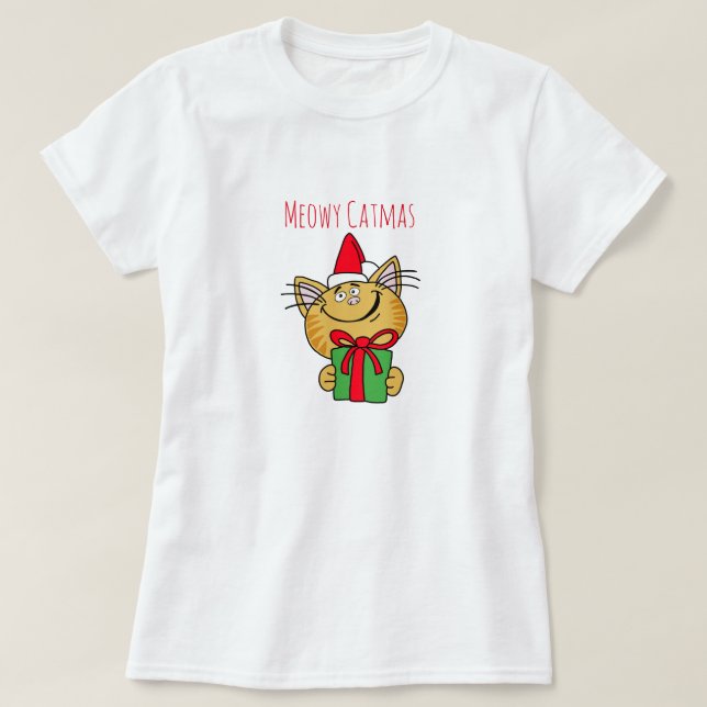 Meowy Navidades Cat Camiseta básica femenina (Diseño del anverso)