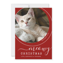 Meowy Navidades Cat Kitten Photo Red and White