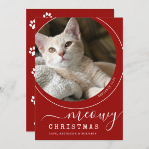 Meowy Navidades Cat Kitten Photo Red and White