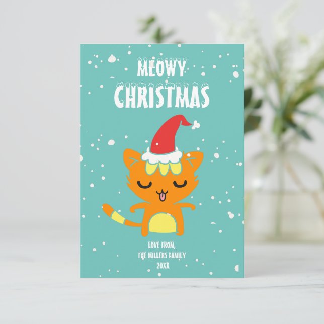 Meowy Navidades, divertida carta de Navidades (Anverso de pie)