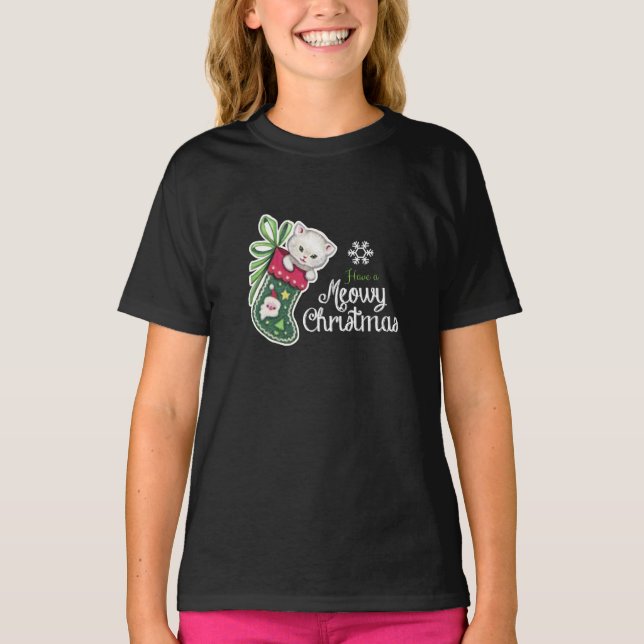 Meowy Navidades felices camiseta de renos (Anverso)