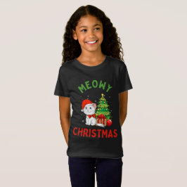 Meowy Navidades Fine Jersey Cat T-Shirt