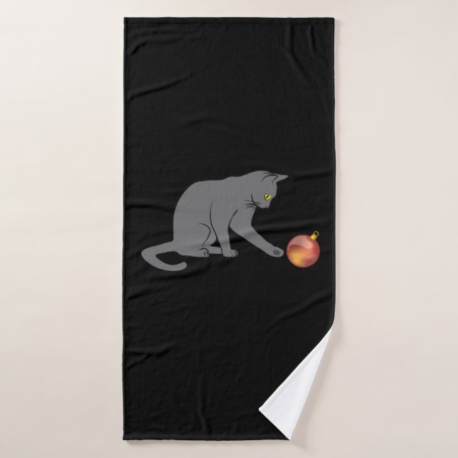 Meowy Navidades Funny Gray Cat (Toalla de baño)