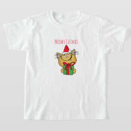 Meowy Navidades Gato Chicas Ruffle Camiseta