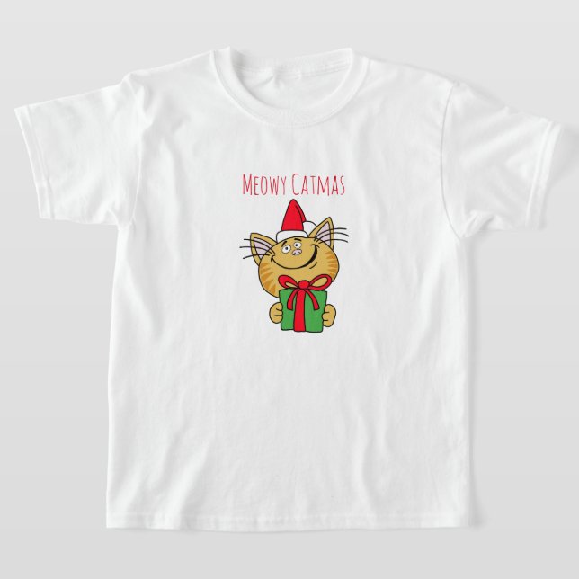 Meowy Navidades Gato Chicas Ruffle Camiseta (Distribución)