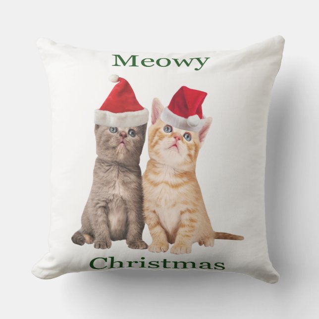 Meowy Navidades Kitten Almohada de la plaza al air (Anverso)