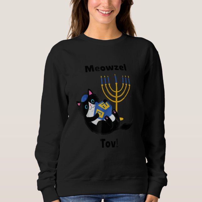 Meowzel Tov Chanukah Jewish Cat Owner Ugly Sweater (Anverso)