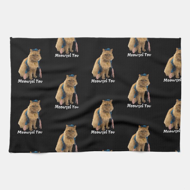 Meowzel Tov Mazel Tov Tov Tov Toalla de cocina par (Horizontal)