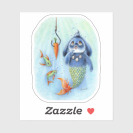 Merbunny Pegatina Mermaid Fish Benny Blue Bunny