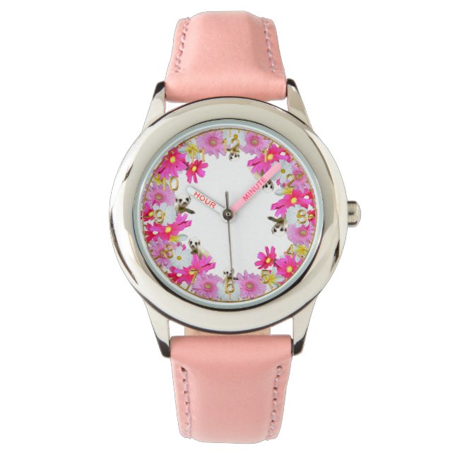 Mercadillos Y Flores Para Bebés, Reloj De Cuero Ro (Anverso)