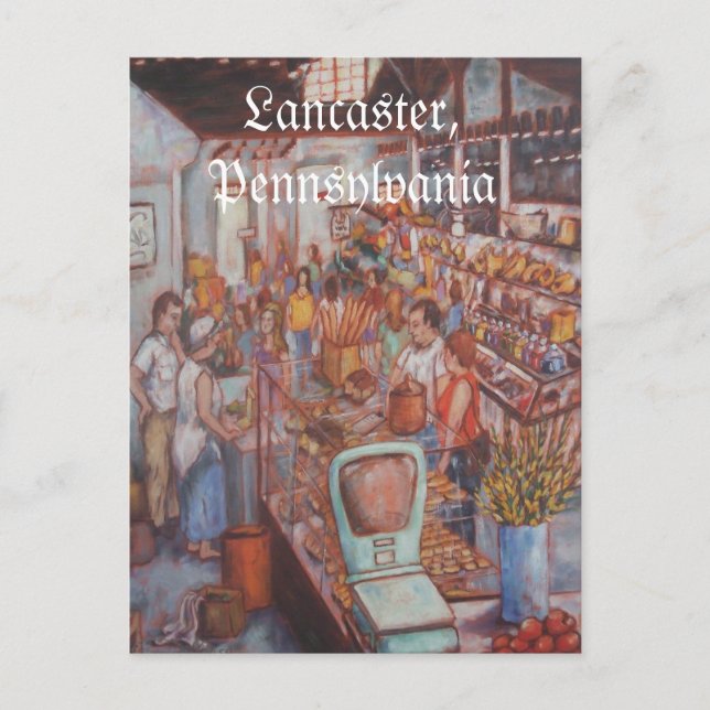 Mercado central de la postal de la ciudad de Lanca (Anverso)