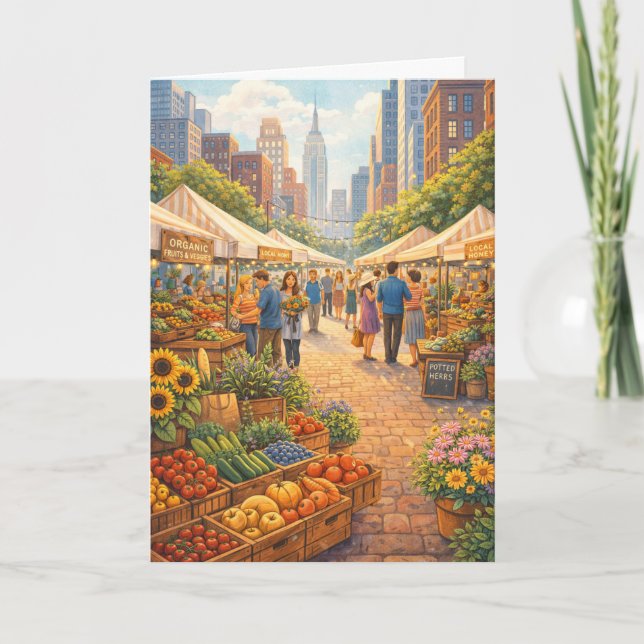 Mercado de agricultores en la ciudad Tarjeta de ar (Anverso)
