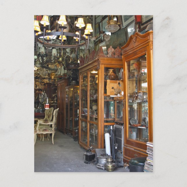 Mercado de antigüedades en Atenas - Tarjeta postal (Anverso)