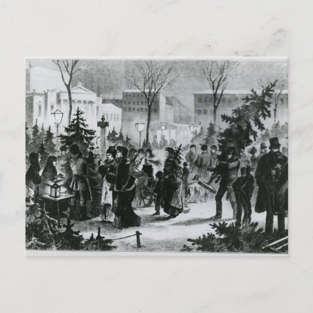 Mercado de árboles de Navidad en la Augustusplatz (Anverso)