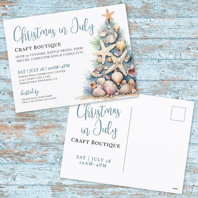 Mercado de Boutique Navidad en Julio (Christmas In July Boutique Market Holiday Postcard)